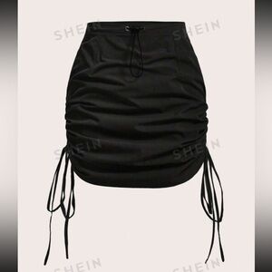 Plus Gorpcore Drawstring Waist Ruched Tie Side Skirt